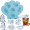 Ocean Animal Silicone Ice Cube Tray with Lid 6-Cavity Food-Grade Mold for Whale Turtle Penguin Shapes Easy-Release Fun Cocktail Whiskey Ice Maker for