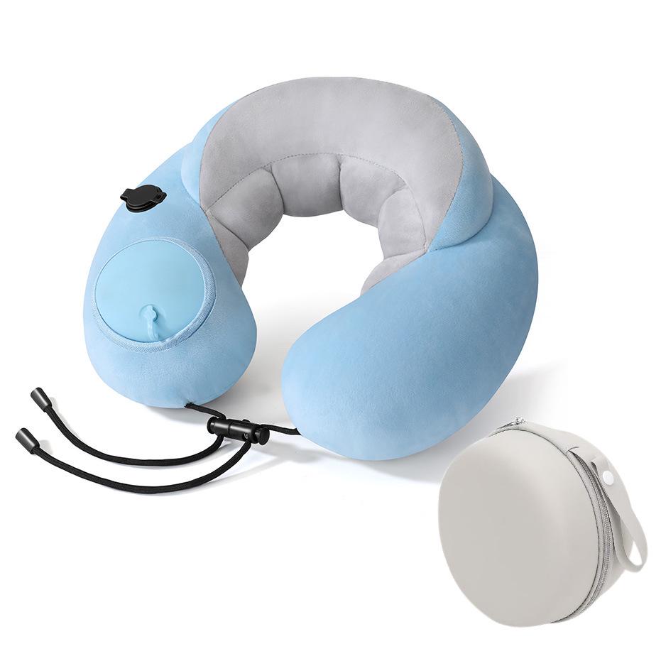 Foldable U-Shaped Neck Pillow: Portable, Press-Type Inflatable Support for Travel, Car, Office, and Outdoor Use