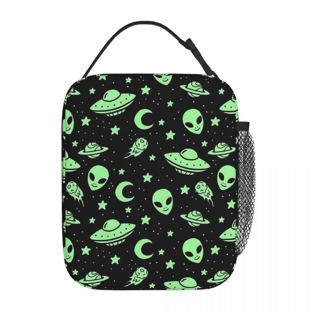 Colour Alien Rocket Spaceship Pattern Insulated Lunch Bag for Women Kids Portable Food Boxes Thermal Lunch Box Tote