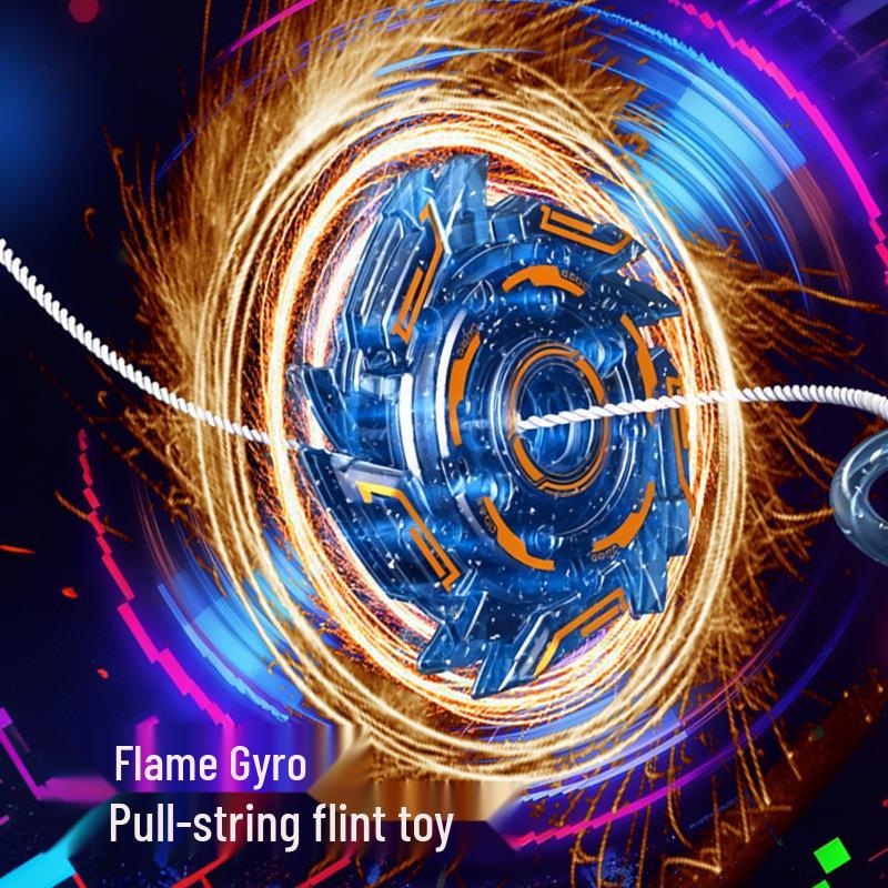Luminous Pull-String Battle Gyro - Fun Explosive Spark Toy for Kids