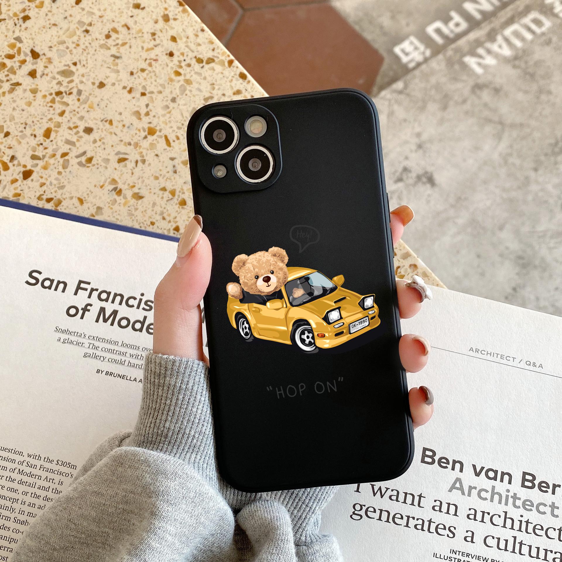 

Fashion Cartoon Teddy Bear Phone Case for IPhone XR XS Max 13 12 11 14 Pro MAX Mini SE2022 7 8 Plus Working Bear Silcone Fundas iPhone 14Promax
