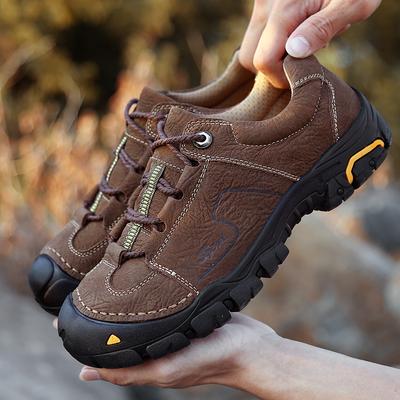 Fashion Retro Style Cow Leather Men's Shoes Non-Slip Male Walking Sneakers Casual Lace Up Leisure Walk Footwear Outdoor Hiking Trainers