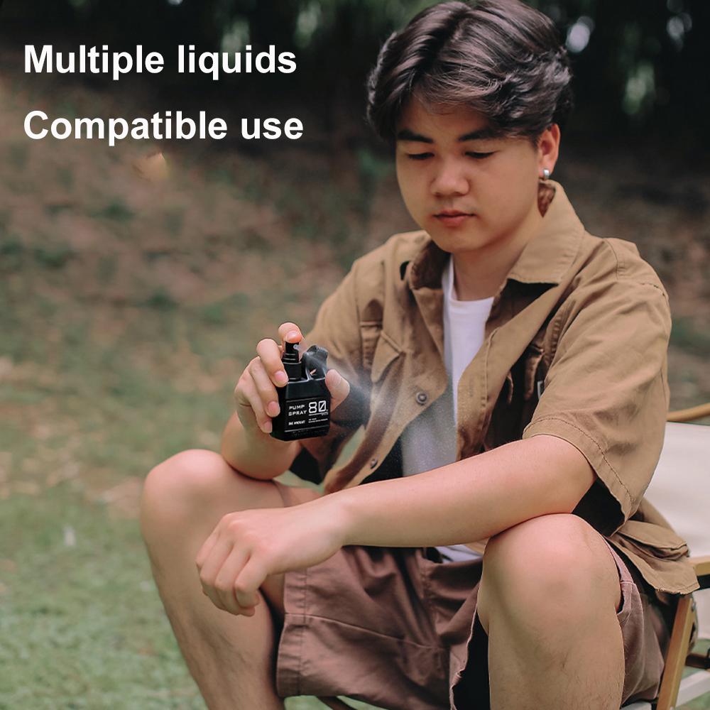 80ml Pump Spray Bottle Portable Empty Cosmetic Containers with Buckle Alcohol Perfume Refillable for Outdoor Camping HikingBlack