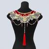 Floral Laple Shawl for Lady Girl Shawl Collar Pearls Studded Embroidered Collar