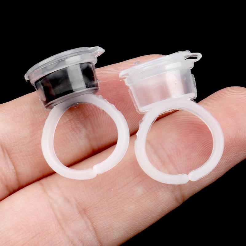 50-Pack Grafting Eyelash Glue Holder Rings with Flip-Top Seal
