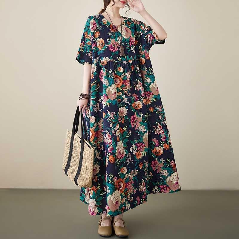 Summer Literary Plus Size Plus Flower Bohemian Skirt