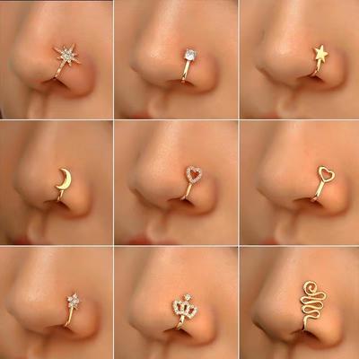 Dámsky falošný piercing krúžok do nosa obruč septum bez piercingu jemná spona na nos hiphoop oceľový magnet módny punk body
