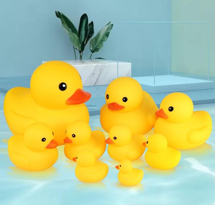 [KaroKak] Small Ducks Scoop Game with Squeak - Cute Yellow Ducks, Squeaky, Fun, Safe, Water Play, Bath Time, Kids & Adults - Yellow Ducks (1 Extra