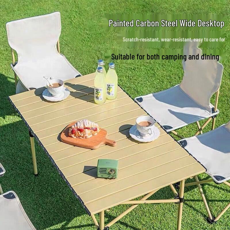 ZISIZ Outdoor Roll-Up Camping Table with Backrest Chair