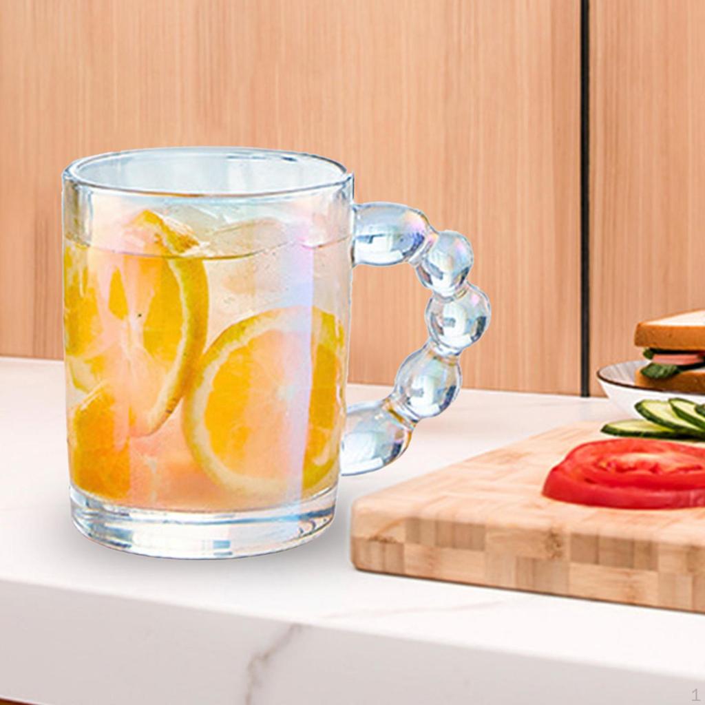 350ml Clear Glass Water Cup with Handle Drinkware Large Capacity Novelty Drinking