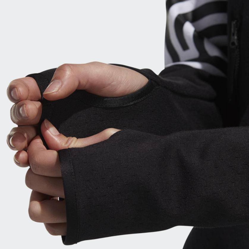 Adidas Color Block Printed Hooded Jacket Women Jacket Black GN5672