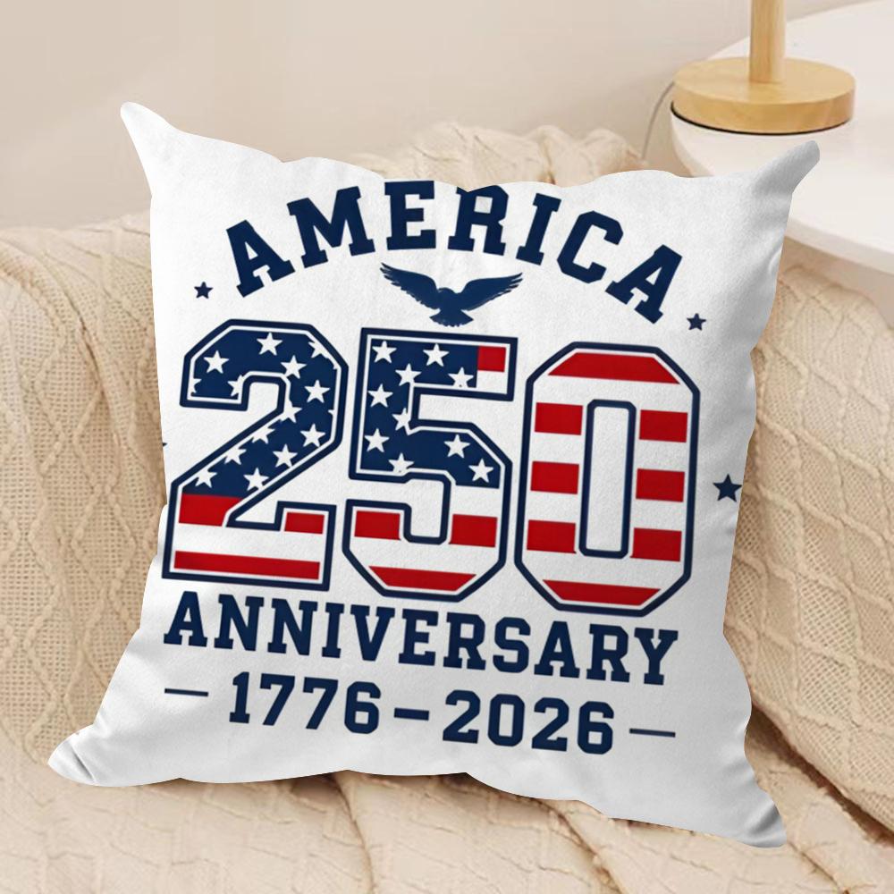 

happy Anniversary of the US Cushion Cover Short plush Doublesided Print Square Throw Pillow Covers Sofa Home Cushion Decor 30x30cm