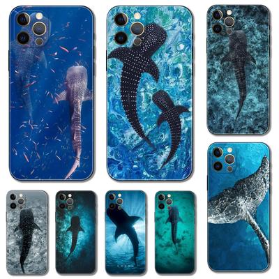 Whale Shark Phone Case for Iphone 14 5s 2020se 6 6s 7 8 Plus X 10 XR XS 11 12 13 Mini Pro MAX Black Tpu Back Cover
