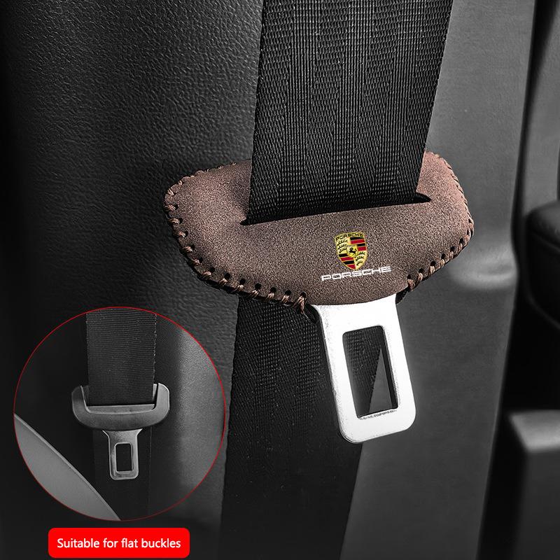 

Suede Car Logo Seat Safety Belt Buckle Cover Interior Accessories For Porsche 911 Cayenne Carrera 928 Panamera Boxster Macan 918