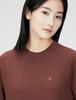 Champion Basic Long Sleeve Cotton USA Crew Neck Sweat Dress with Logo Size S Women's One-Point Embroidery, Brown, (CWSW053Z)
