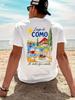 2026 Vintage Italian Lago Di Como Vacation Print Unisexs Tshirt Casual Oneck Short Sleeve Tops Streetwear Tees