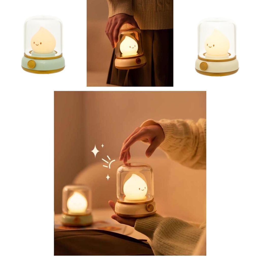 Cute Bedside Flame Shape Night Lamp With Soft Glow Rechargeable Battery For Kids Sleep Aid