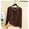 Long Sleeves Modal Homewear Tops Thin Spring/Summer Outer Shawl Cardigan Loose Plus Size Buckle Air Conditioning Blouse