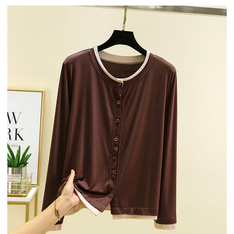 Long Sleeves Modal Homewear Tops Thin Spring/Summer Outer Shawl Cardigan Loose Plus Size Buckle Air Conditioning Blouse