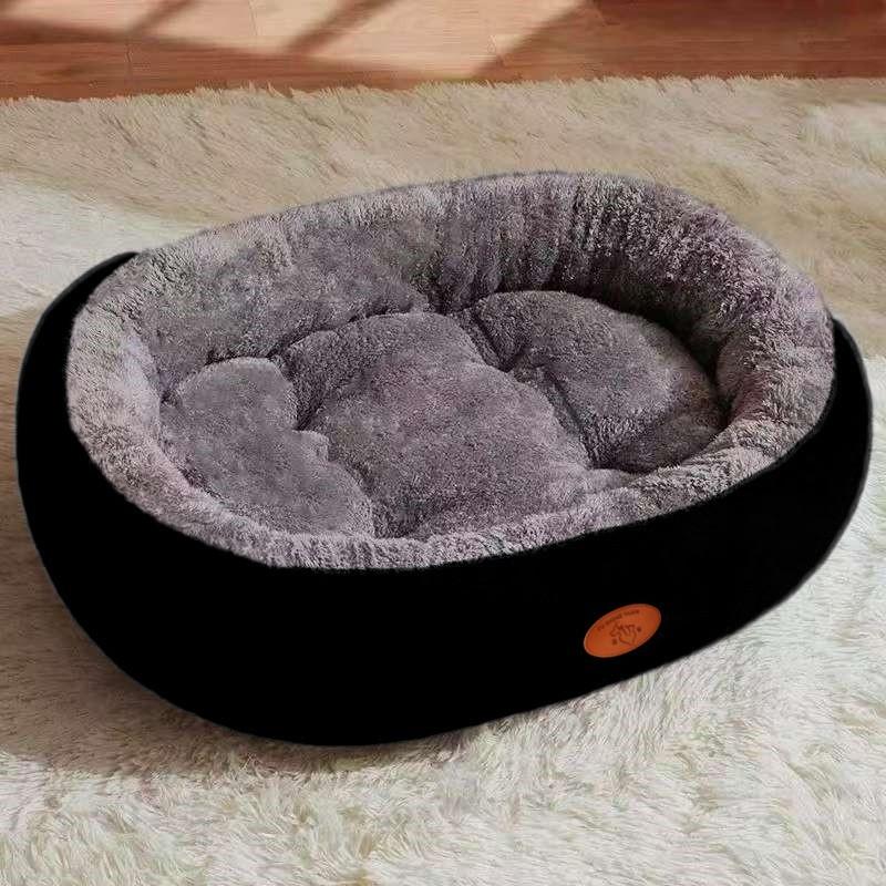 Oval Pet Bed Dogs Cats Winter Warm Fleece Lined Soft Nest Indoor Sleeping Mat Size S To XXL