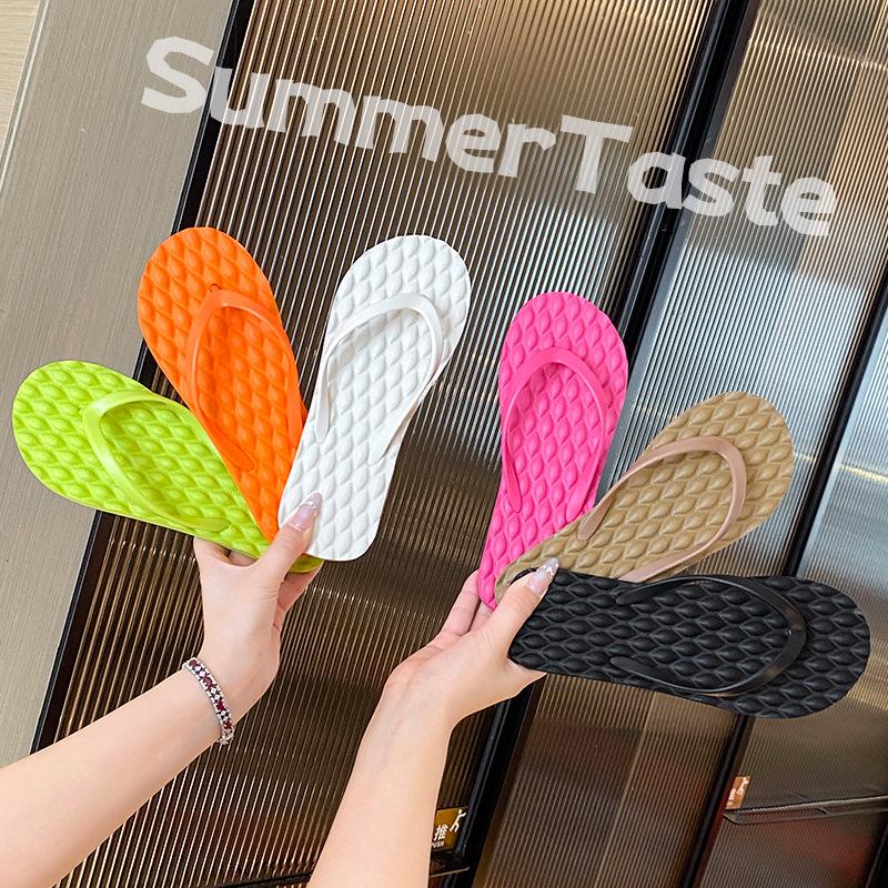 

Flip-flops women s summer new non-slip outdoor wear solid color pinched feet seaside beach couple men s cool slippers 35-36 [Standard Size]