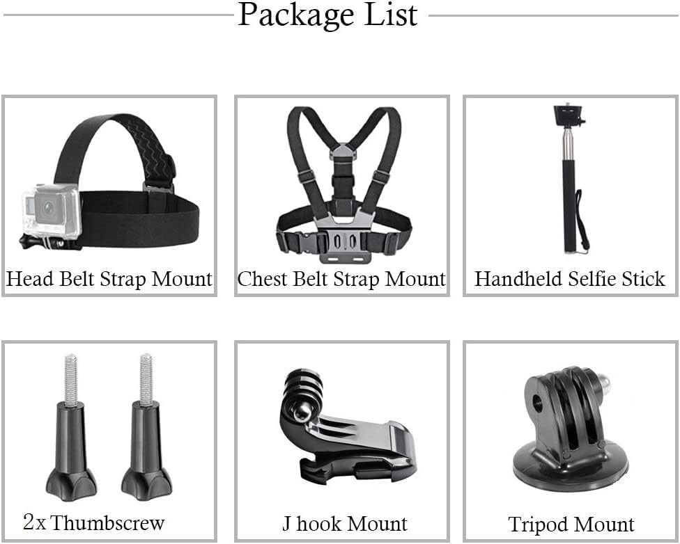 

Accessories Bundle Kit Head Strap Mount/Chest Harness/Selfie Stick for Gopro Hero 13 12 11 10 9 8 7 6 5 4 3 2/AKASO EK7000/Brave