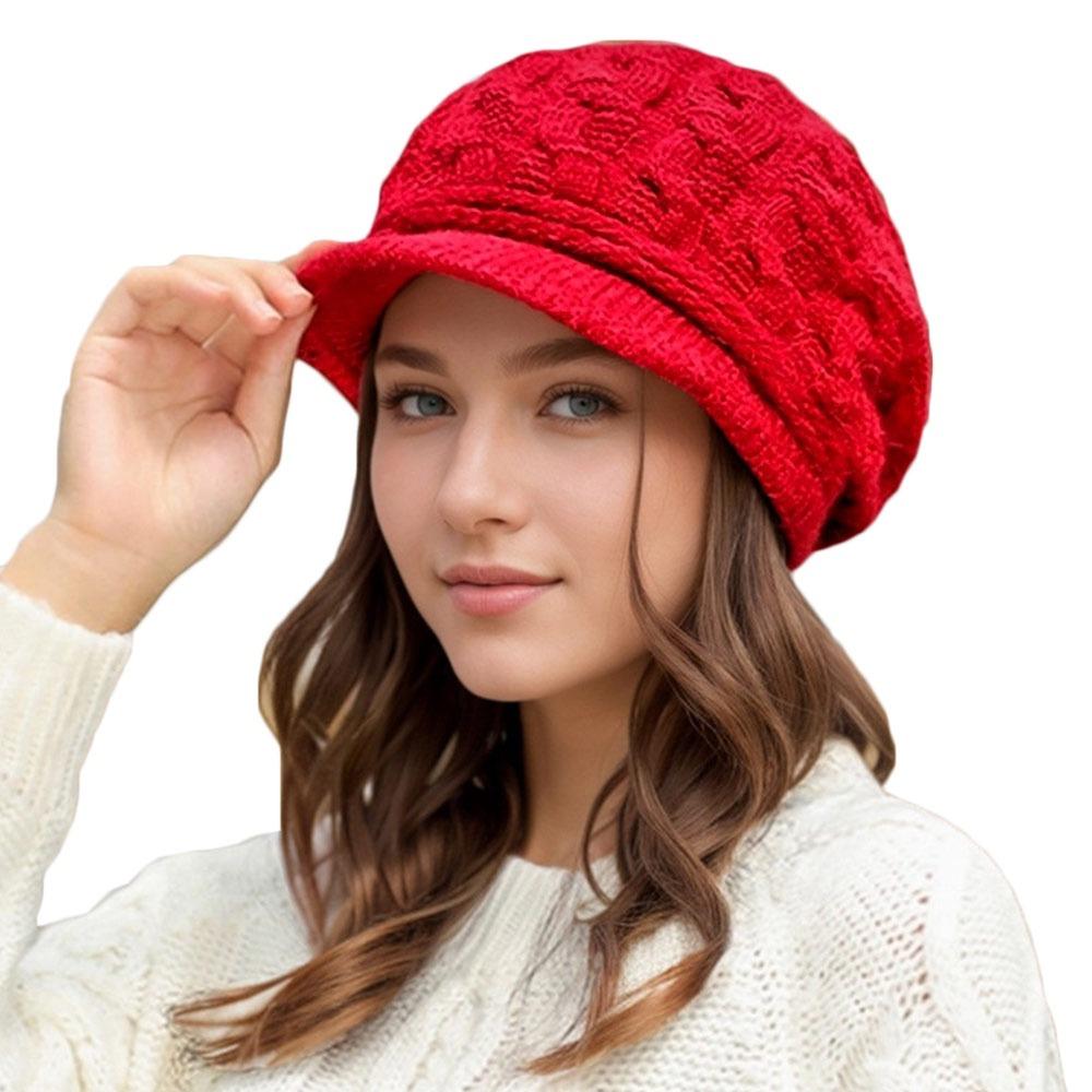 

Casual Thickened Women s Winter Beret Wool Warm Duck Tongue Hat Ear Protection Windproof Knitting Cap Outdoor красный