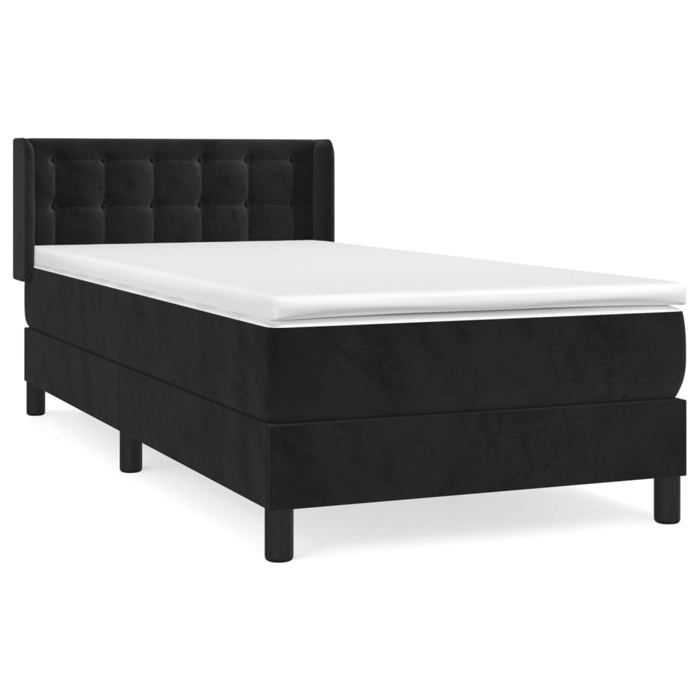 3131167 vidaXL Lit à sommier tapissier et matelas Noir 80x200 cm Velours