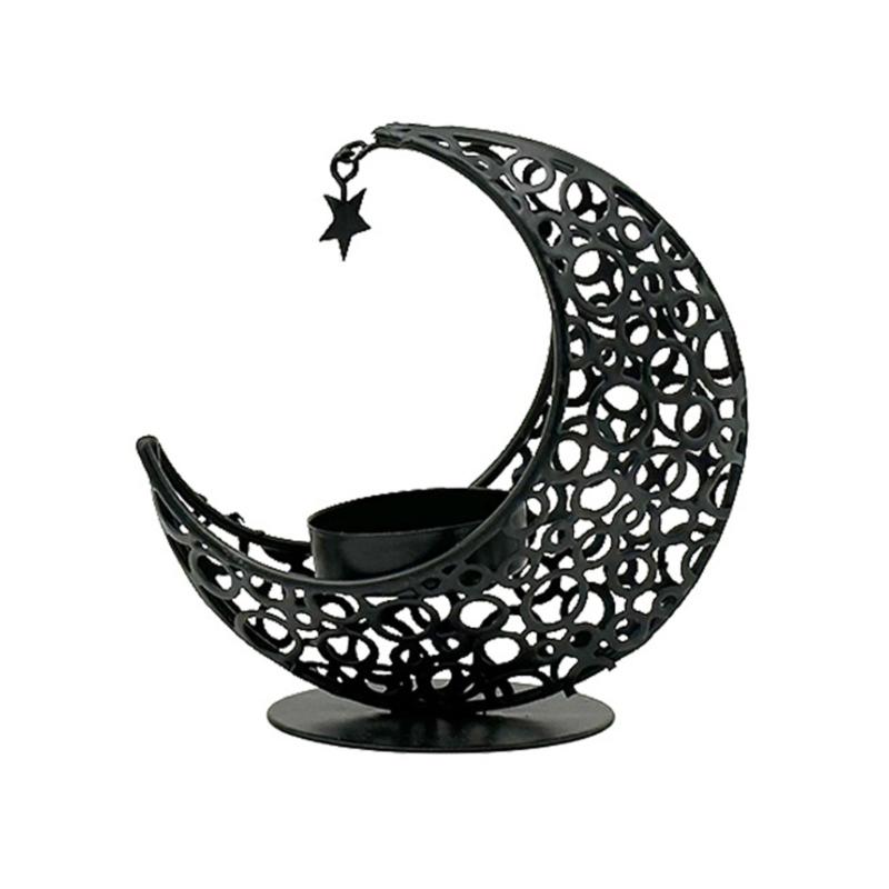 Moon Shaped Holder, Creative Crescents Tealight Holder Candlestick, Metal Moon Art Crafts Table Ornaments
