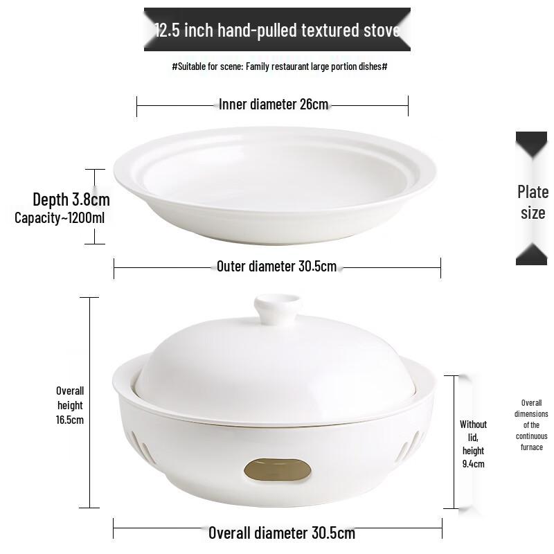 Ceramic Food Warmer Dish with Candle Heater