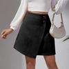 Suede Irregular Skirt Solid Color High-waisted Zipper Button Skirt Women