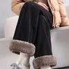 Winterhose mit weitem Bein für Damen, Herbst, Plüschhose für Damen, extra dicke Lammfleece, warme, gerade koreanische Hose, Joggers für Damen