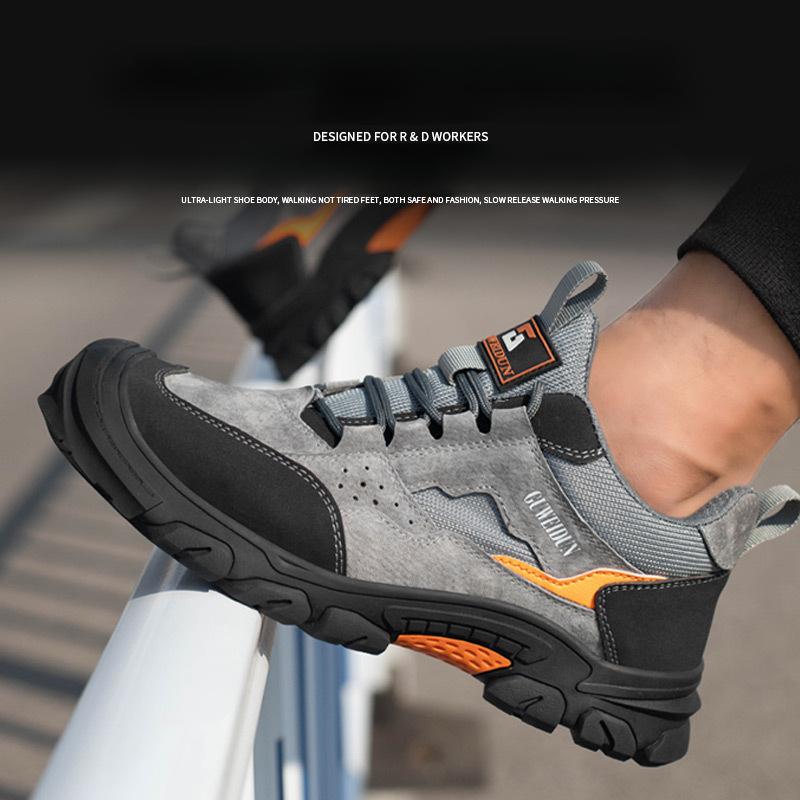 Men Safety Work Shoes Plastic Toe Safety Boots Fashion Lightweight Comfort Working Sneakers Anti-puncture Indestructible Shoes