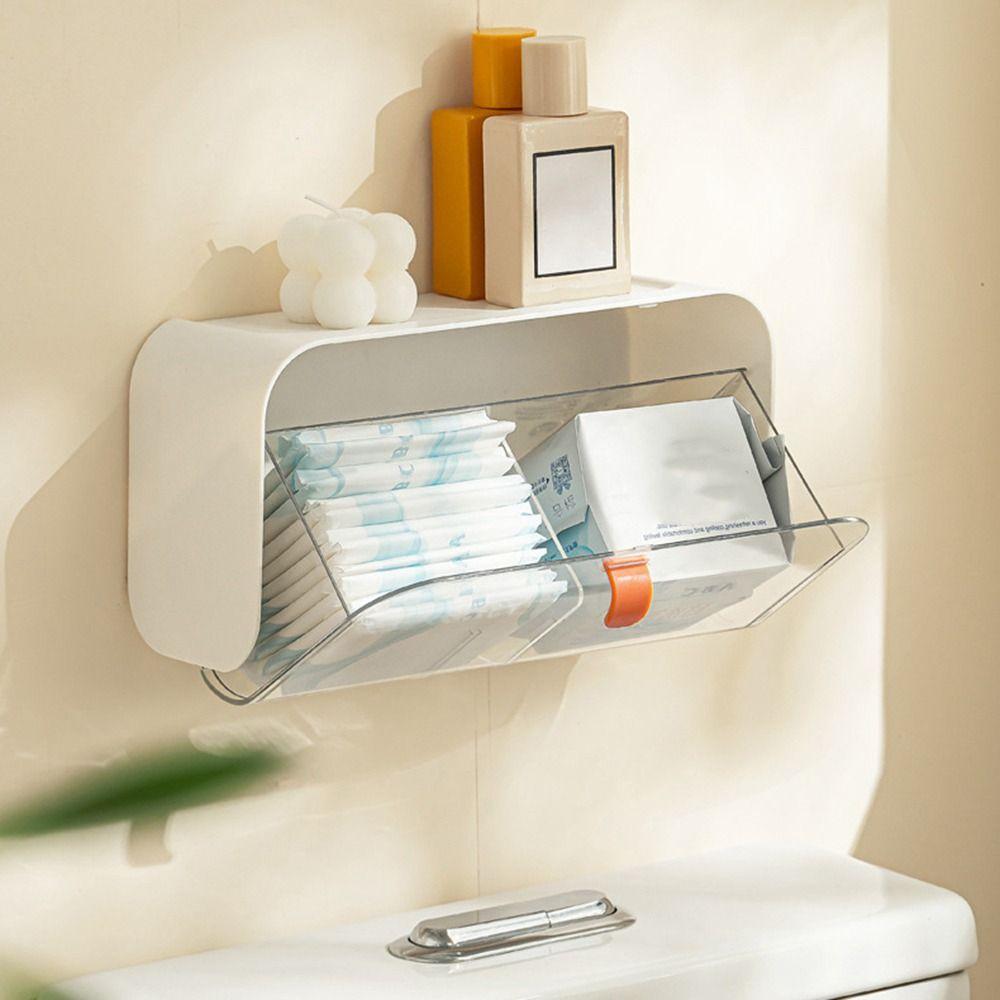 Transparent Cotton Pad Storage Box Plastic Jewelry Storage Shelf Cotton Swab Box  Bathroom