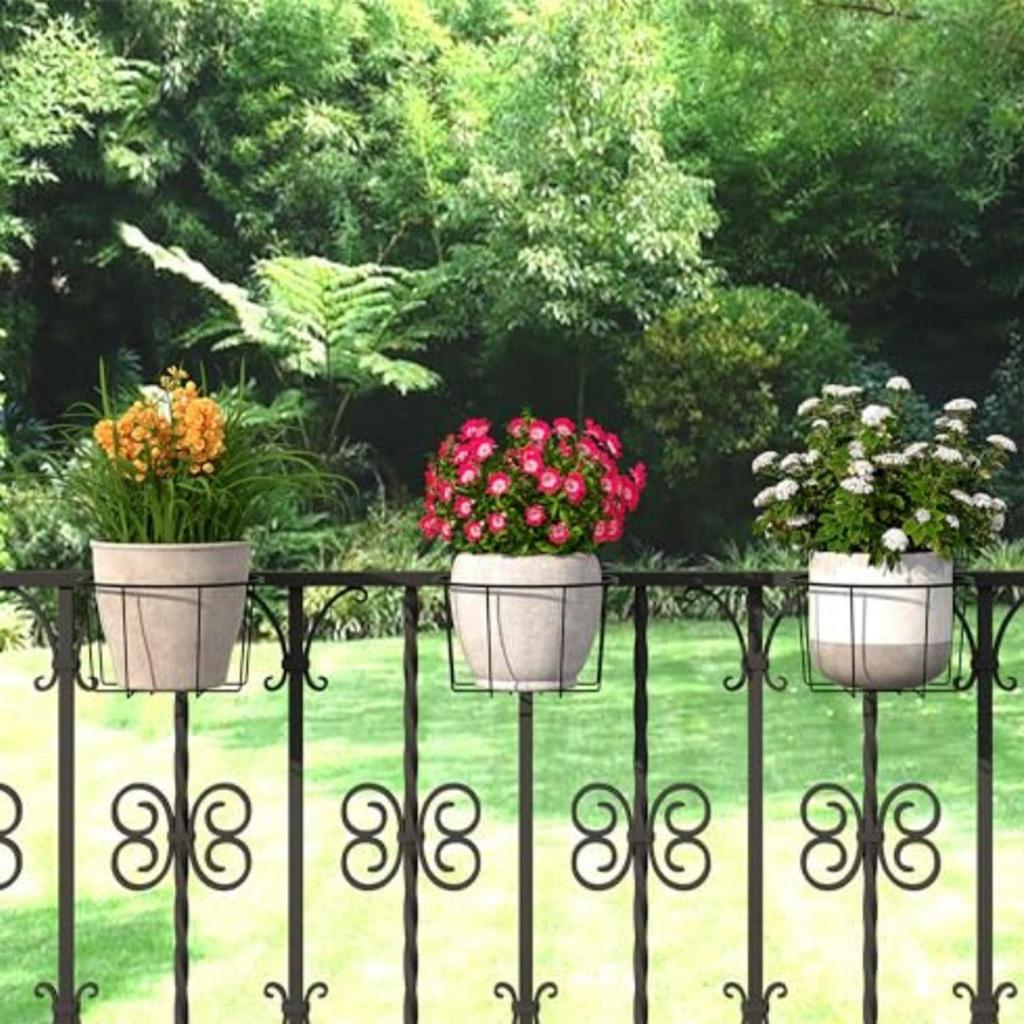 3pcs Adjustable Flower Pot Racks Fits 3 To 5.5 Inch Metal Pole Balcony Fence Flower Pot Hangers For Porch Patio Courtyards