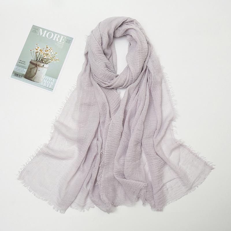 Hot-selling New Simple Solid Color Wrinkled Cotton and Linen Scarf, Soft and Skin-friendly In Winter, Warm Scarf Women