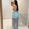 European Style Tassel Halter Backless Sexy Dress