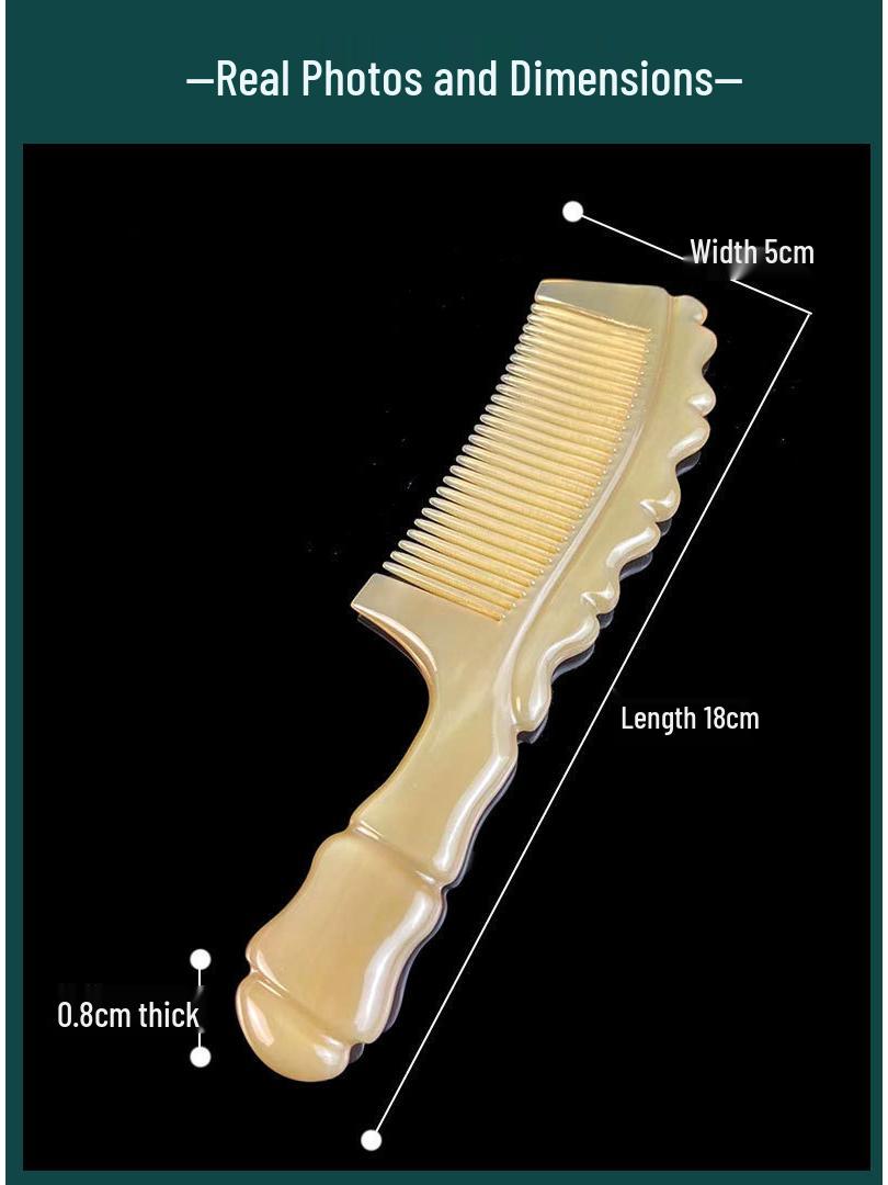 

Natural Bamboo Joint Cow Horn Comb for Women - Long Hair & Meridian Massage Comb, Perfect Gift