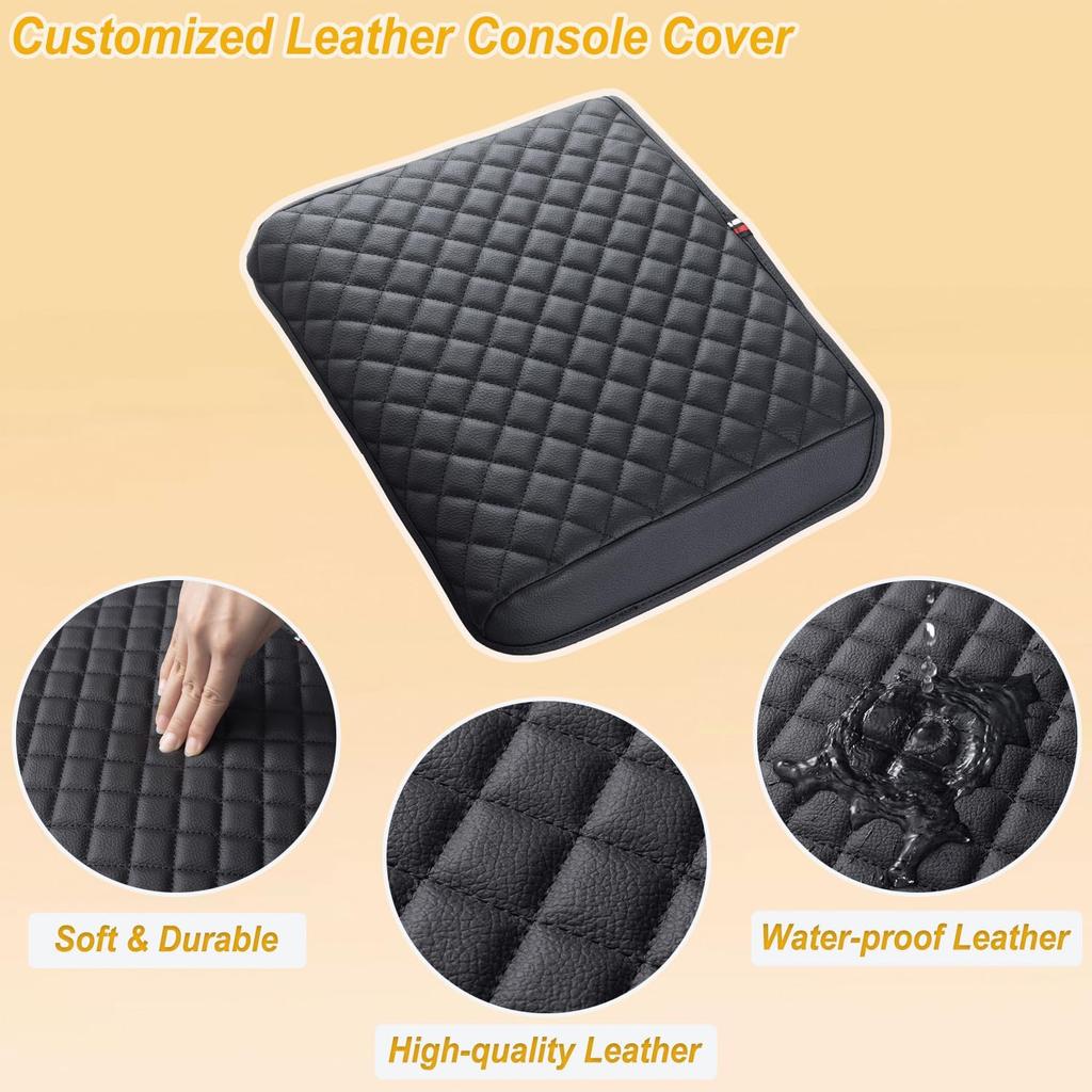 PIMCAR Center Console Cover For -2025 Ford F150, -2025 F150 Lightning Work Surface Console Armrest Cushion Leather Protector Interior Accessories