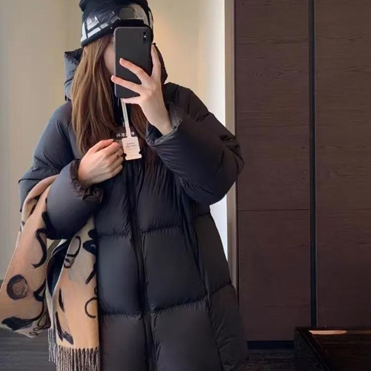 

Женская зимняя куртка-пуховик: Дизайн с капюшоном и рукавами-буфами, повседневный свободный оверсайз крой, теплая модная верхняя одежда в стиле «хлеб» XXL чёрный