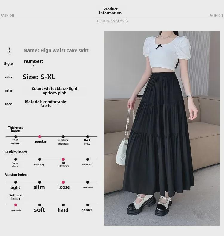 Damen Sanfter Französischer Stil A-Linie Weiß Langer Rock - Frühling/Sommer 2024