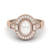 1.48 Ctw Oval Shape Pearl 925 Sterling Silver Rose Vermeil Solitaire Halo Women Bridal Ring