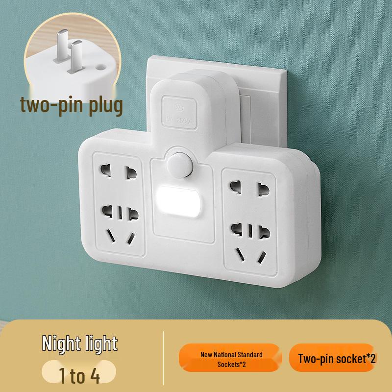 Dual To Triple Pin Plug Adapter: Home-use, Multi-functional Converter with USB Power and Night Light Socket