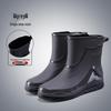 Ankle Height Lace-up Rubber Rain Boots with Fleece Lining and Non-Slip Sole