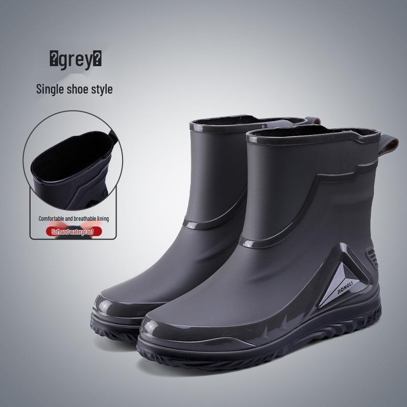 Ankle Height Lace-up Rubber Rain Boots with Fleece Lining and Non-Slip Sole