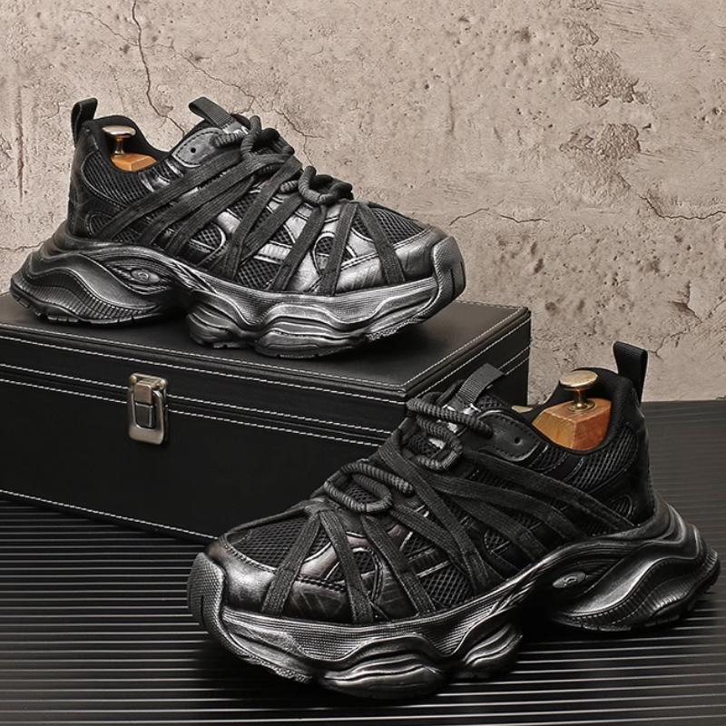 Fashion Trendy men's shoes: Breathable mesh shoes, retro distressed casual sports shoes, thick-soled dad shoes for men   b 29