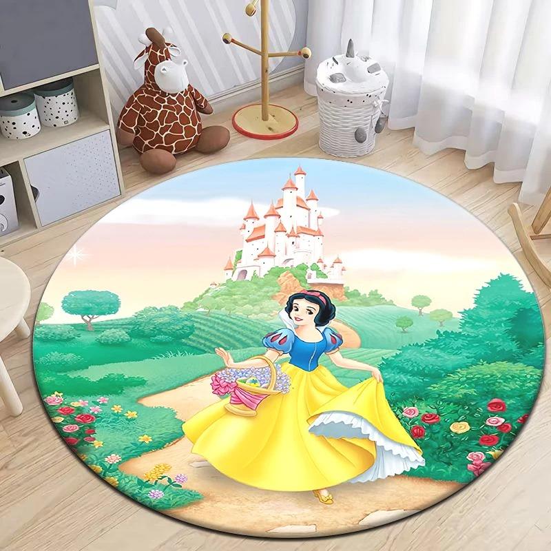 Disney Princess Cartoon Circular Mat HD Printed Bedroom Balcony Entrance Door Sofa Non-slip Carpet Home Decoration Rug