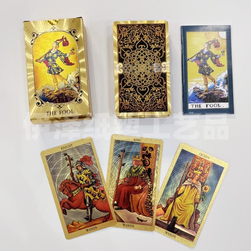 Set di Carte Tarocchi Impermeabile con Foglia d'Oro, Stampa a Colori Completi e Istruzioni di Gioco