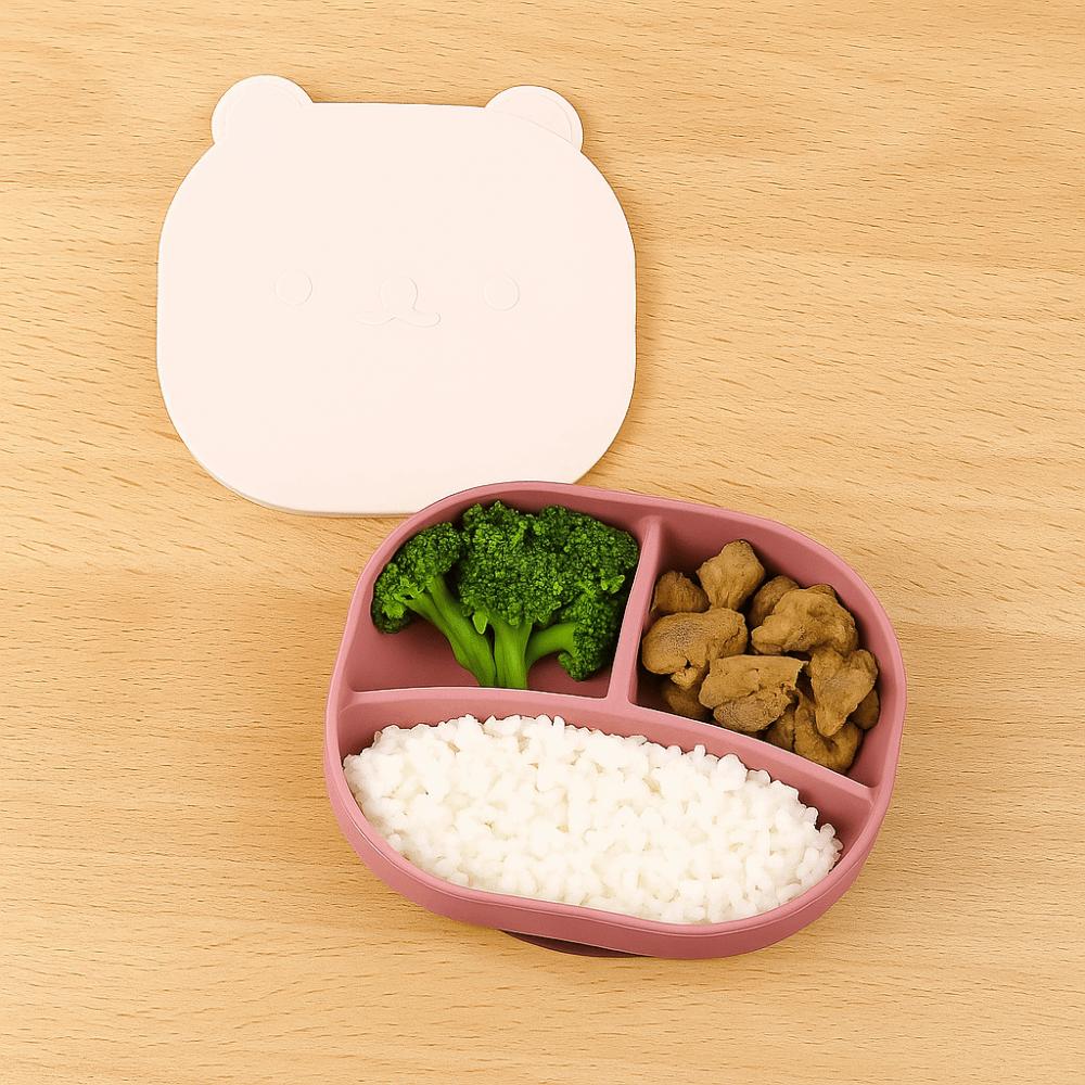 Cartoon Bear Baby Silicone Sucker Plate BPA-Free Toddler Feeding Tableware  Auxiliary Training
