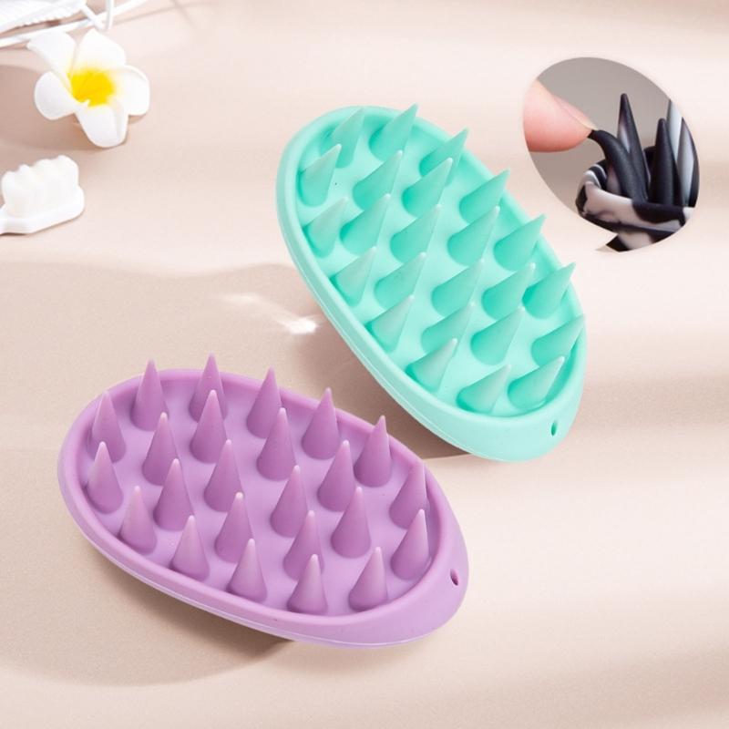 Hair Washing Brushes Silicone Scalp Massager Oval Design with Soft Bristles Scrubber Brushes for Different Hair Type